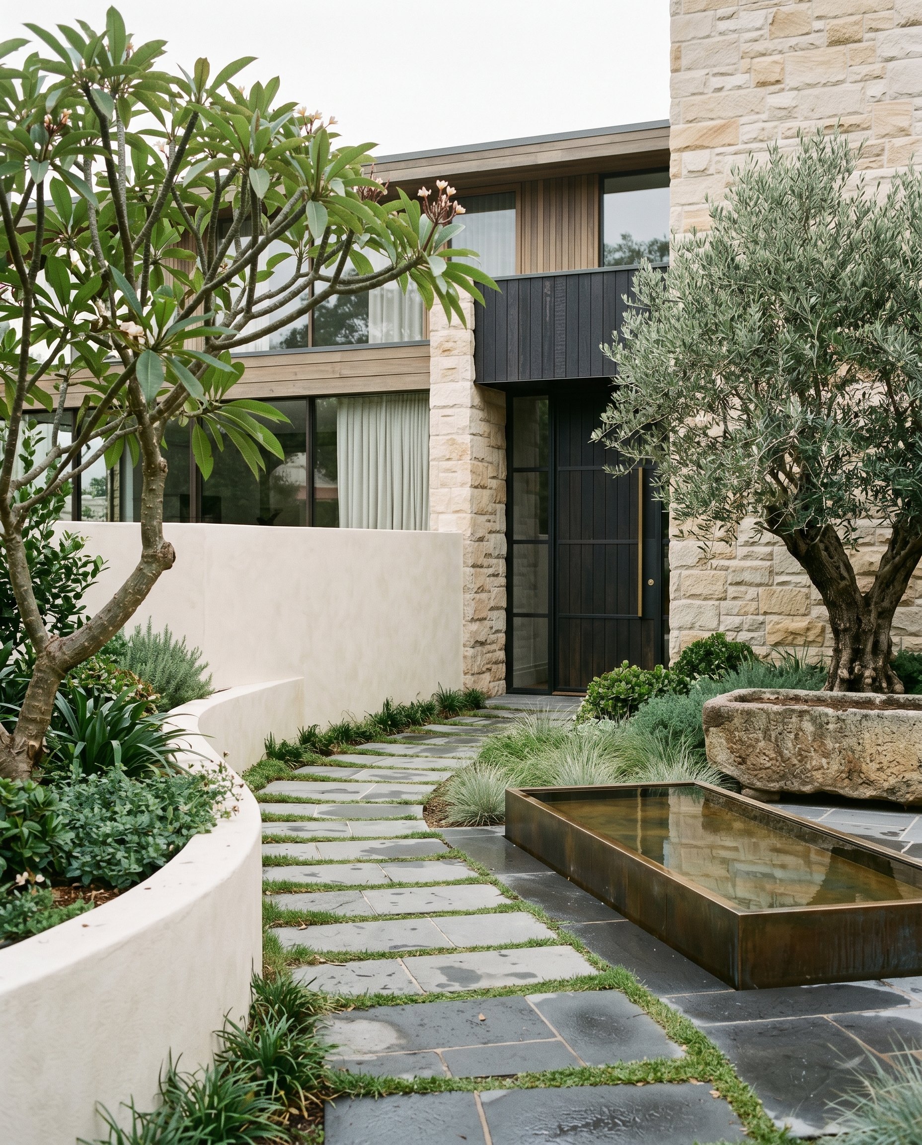 Landscaped courtyard and entry